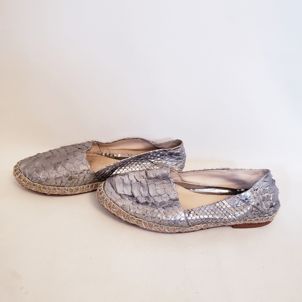 Alexandre Birman Silver Python Flat Espadrilles, … - image 5